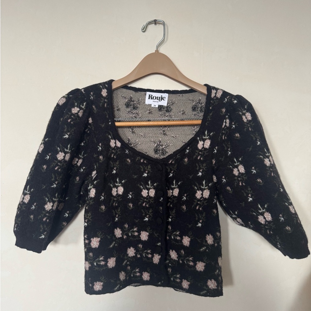 Rouje Black and Pink Floral Blouse